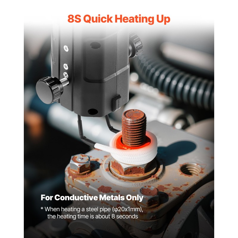 Kannettava induktiolämmitin 1800W 230V pulttien ja muttereiden irrotukseen 4 kelaa