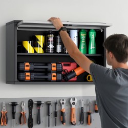 Teräksinen seinäkaappi 770 x 305 x 500 mm lukittava ylös aukeava luukku