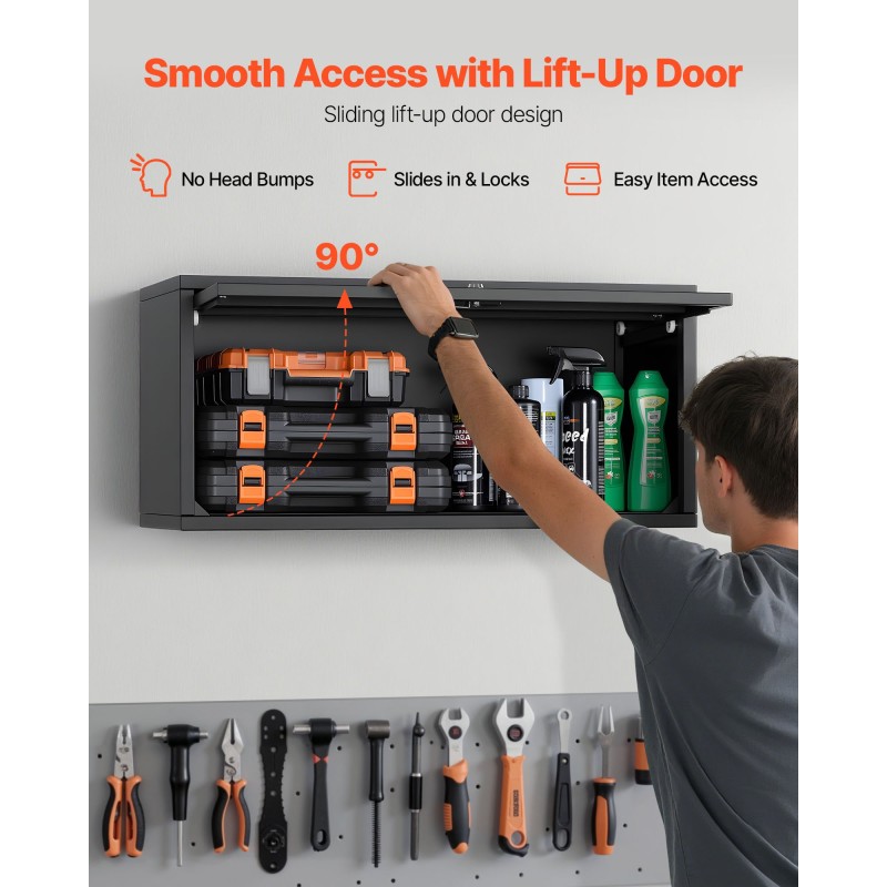 Teräksinen seinäkaappi 77 cm leveä 30,5 cm syvä lukollinen ovi