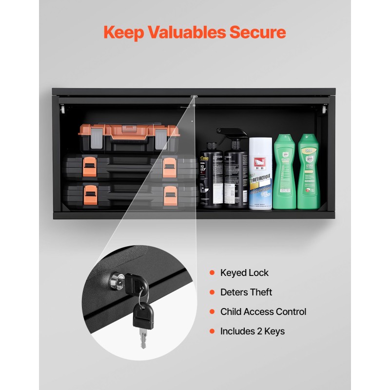 Teräksinen seinäkaappi 77 cm leveä 30,5 cm syvä lukollinen ovi