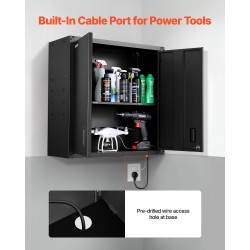 Seinäkaappi kylmävalssattu teräs lukittavat ovet säädettävä hylly musta