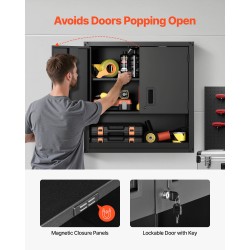 Teräksinen seinäkaappi kylmävalssattua terästä 76 cm leveä 30,5 cm syvä lukittava alahyllyllä