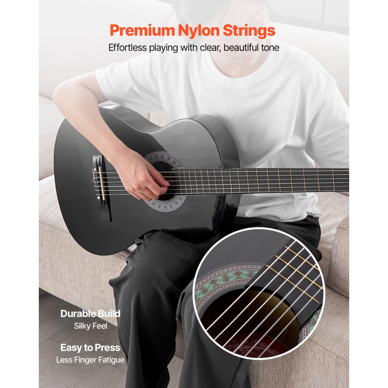 Klassinen kitara 780 mm nylonkielillä lehmusrunko ja vaahterakaula varusteilla aloittelijoille