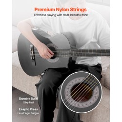 Klassinen kitara 38 tuuman 960 mm lehmusrunko vaahterakaula nailonkielet musta aloituspakkaus