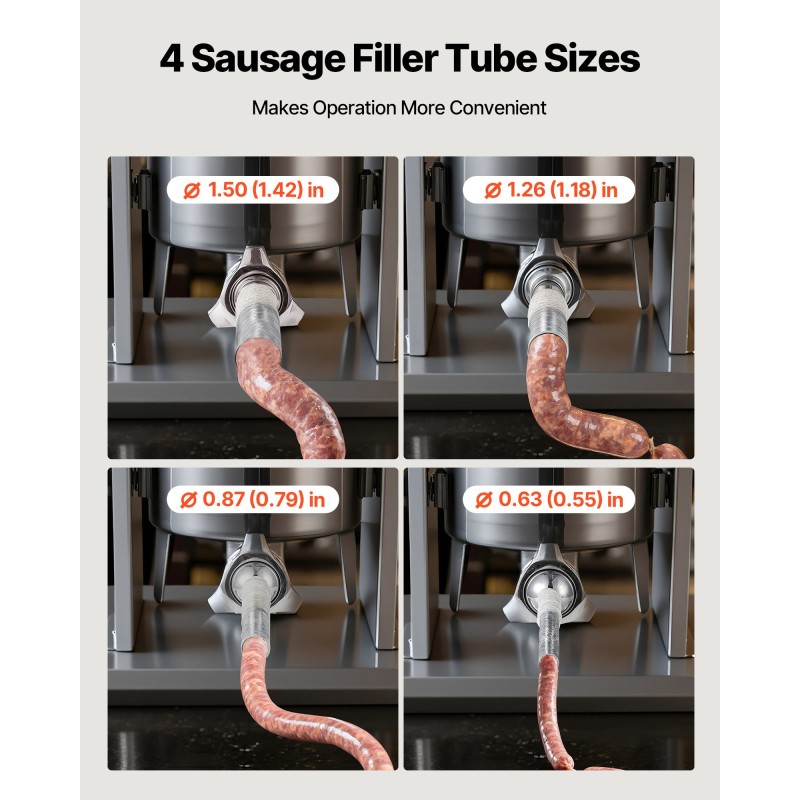 Sähköinen pystymallinen makkaratäytin 10 L 304-ruostumaton teräs 4 täyttöputkea