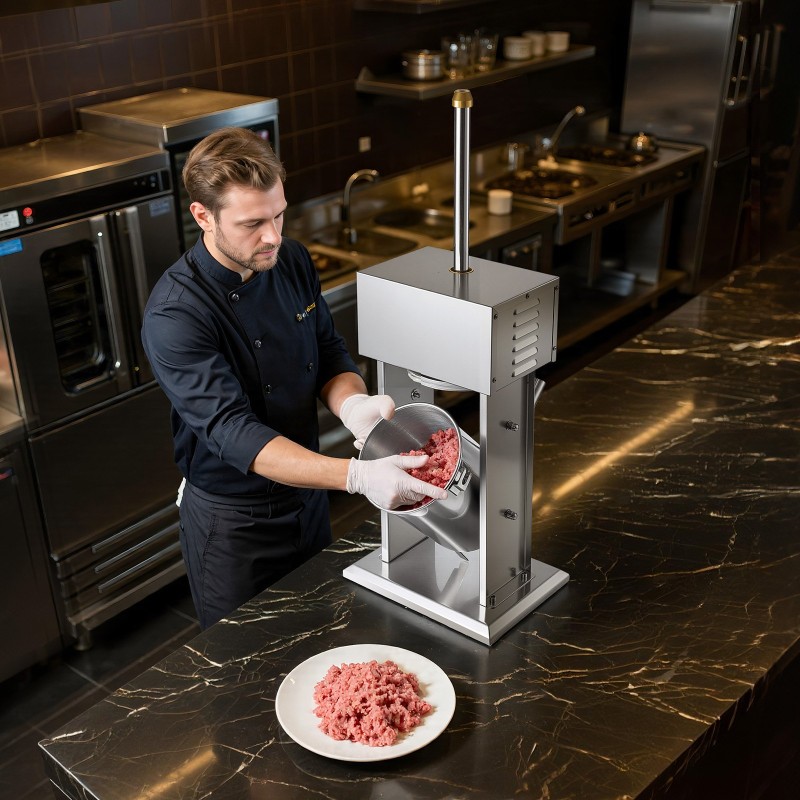 Sähköinen pystymallinen makkaratäytin 10 L 304-ruostumaton teräs 4 täyttöputkea