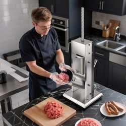 Pystymallinen manuaalinen makkararuisku viisi litraa ruostumatonta terästä kaksinopeuksinen viisi täyttöputkea