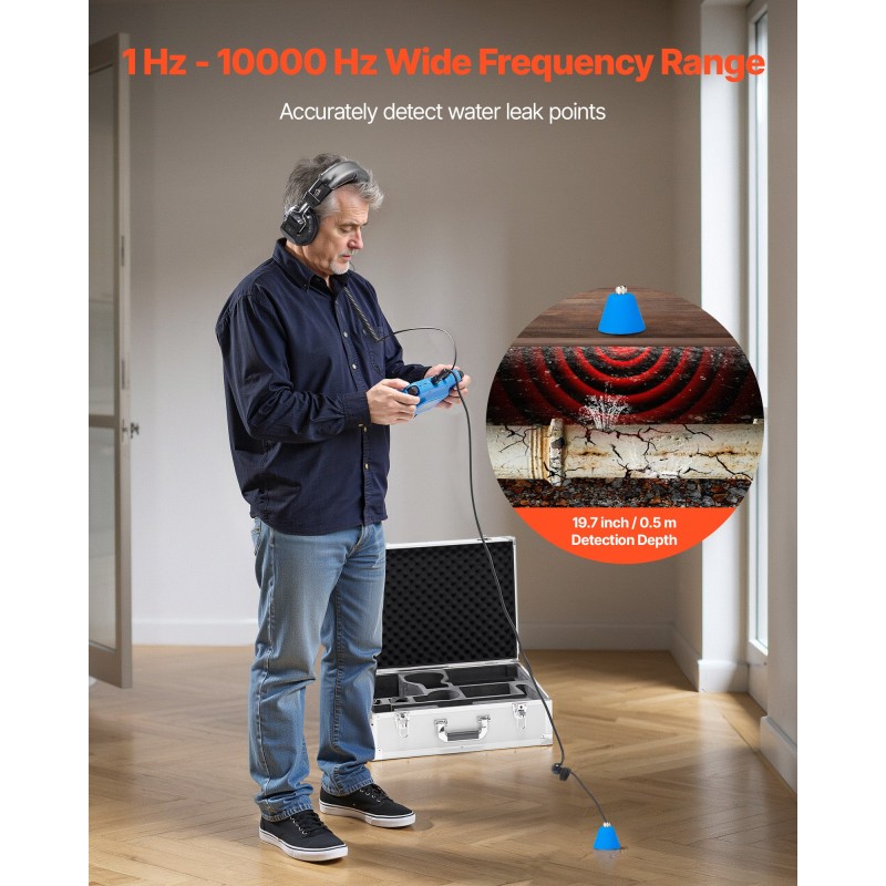 Putkivuodon paikannuslaite sisätiloihin kaksi sensoria seitsemän tuuman näyttö