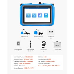 Putkivuodon paikannuslaite sisätiloihin kaksi sensoria seitsemän tuuman näyttö