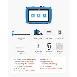 Putkistojen vuodonilmaisin ulkokäyttöön viiden metrin havaitsemissyvyys seitsemän tuumainen näyttö