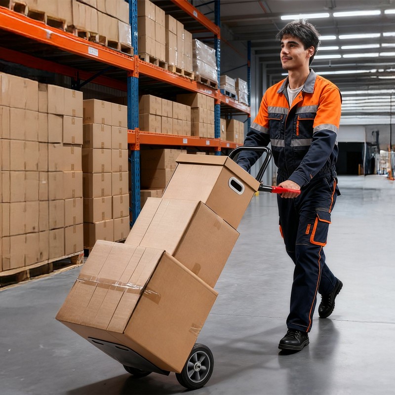 Taitettava seosteräs siirtokärry 272 kg teleskooppikahvalla pyörillä ja sidontavyöllä