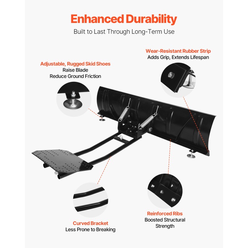 Teräslumiaurapaketti 1524 mm mönkijöille ja UTV-ajoneuvoille säädettävä korkeus ja kulma