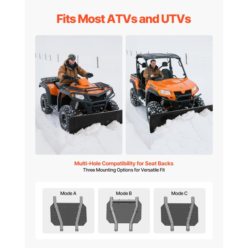 Lumiaurapaketti 122 cm teräs ATV ja UTV universaali kiinnitys