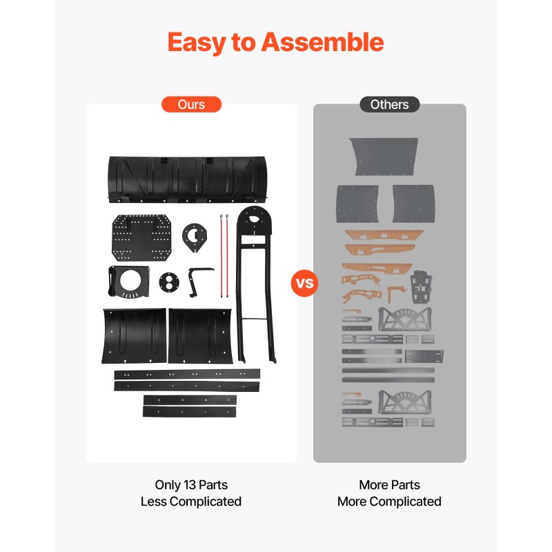 Säädettävä teräslumiaura 109–152 cm kumiläpillä UTV- ja ATV-ajoneuvoihin