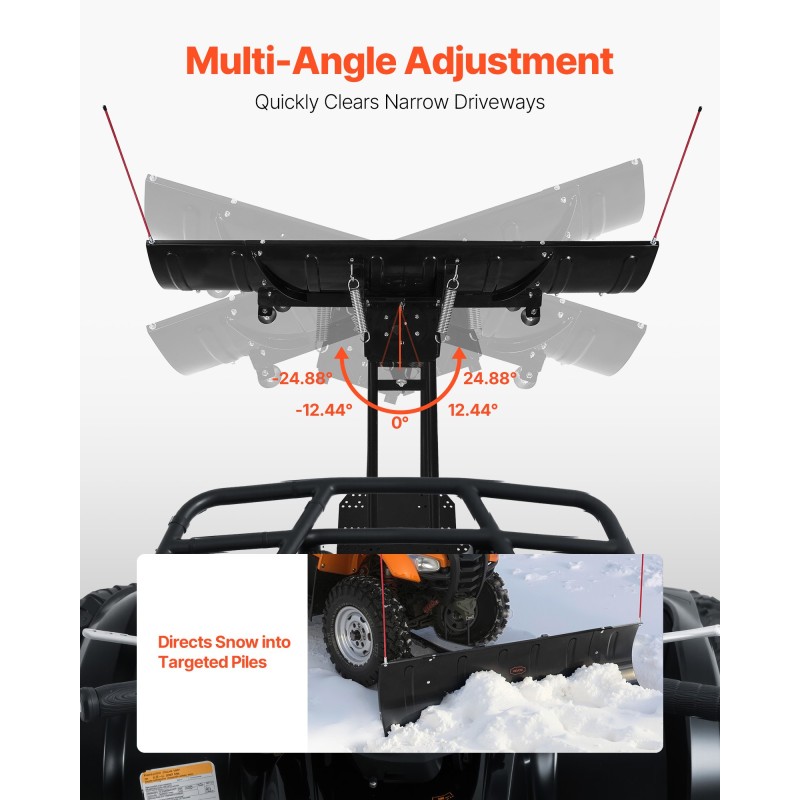 Säädettävä teräslumiaura 109/183 cm kumiläpillä mönkijöille ja hyötyajoneuvoille