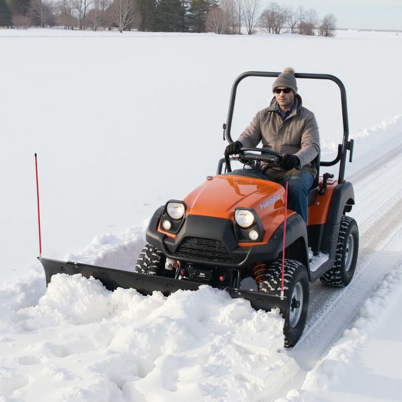Säädettävä teräslumiaura 109/183 cm kumiläpillä mönkijöille ja hyötyajoneuvoille