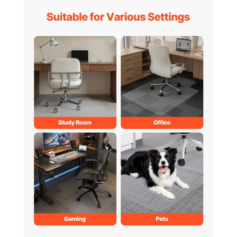 Lattiansuojamatto PVC 1230 x 914 mm toimistotuolille nappulapohjalla huurrettu