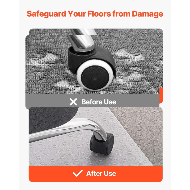 Tuolimatto PVC-muovinen suorakaide 1225 x 915 mm läpikuultava matalalle nukalle