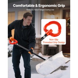 Lumilapio 122-senttinen leveä muoviterä metallireunalla ergonomisella varrella