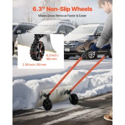Metallinen lumilapio pyörillä alumiiniterä 61 cm säädettävä varsi 114–143 cm