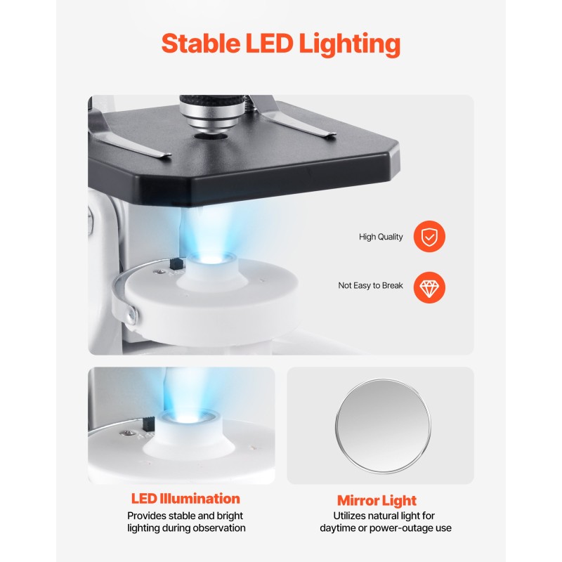 Monokulaarinen yhdistelmämikroskooppi suurennus 40–2000x alumiiniseosrunko LED-valo puhelinpidike