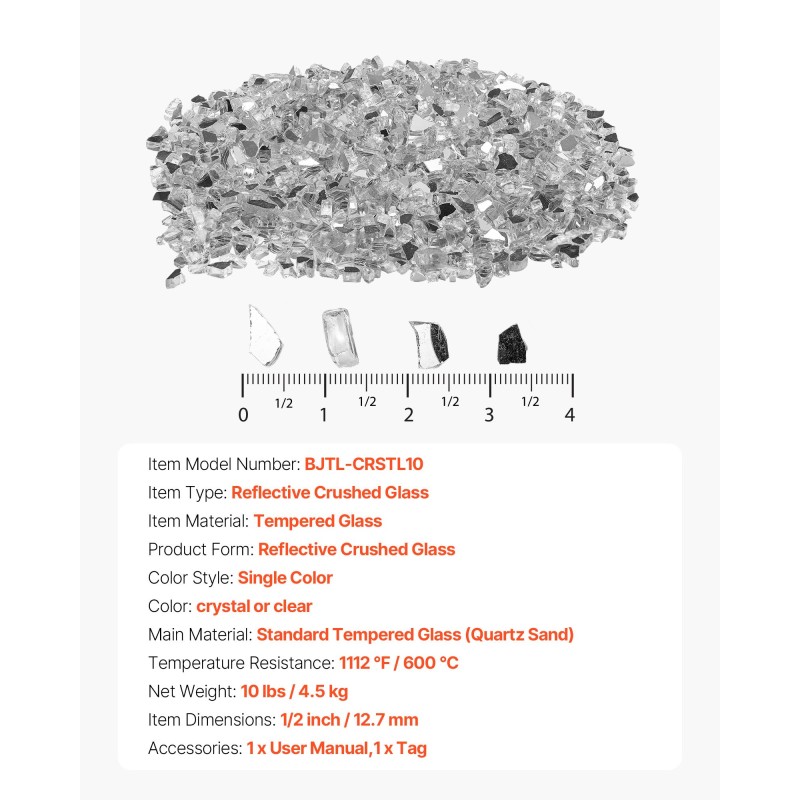 Heijastava murskattu tulilasi karkaistusta lasista 12,7 mm 4,5 kg tulisijoihin