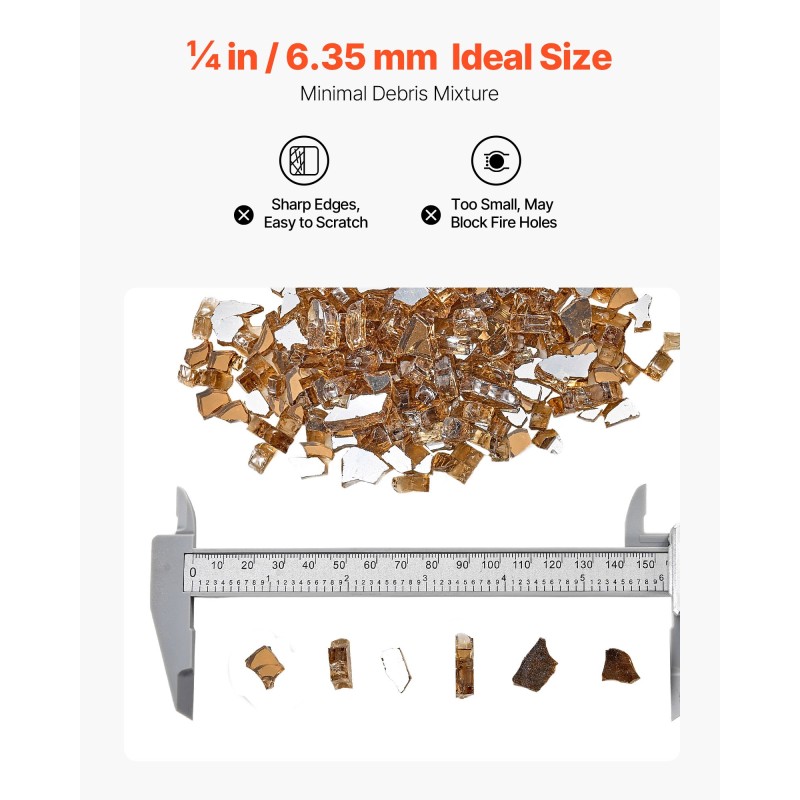 Heijastava lasimurska karkaistua lasia 6,35 mm kuparinsävy tulipöytiin