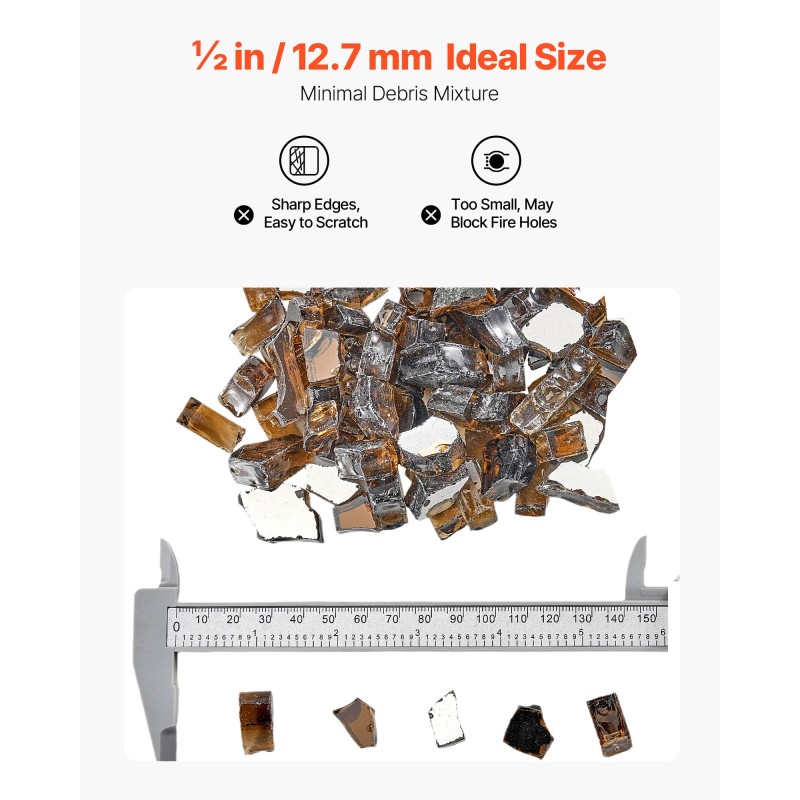 Heijastava murskattu tulilasi karkaistua lasia 12,7 mm 9 kg kuparinsävyinen