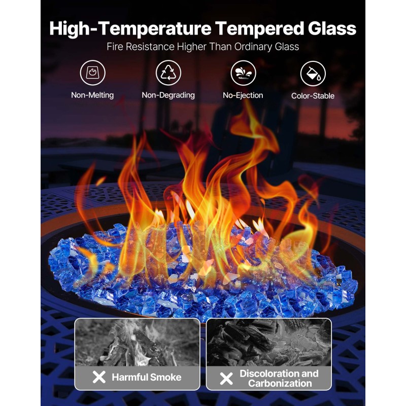 Heijastava lasimurske koboltinsininen karkaistu lasi 12,7 mm 9 kg tulisijoihin