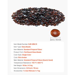 Litteät pyöreät tulilasikivet paloturvallisesta lasista 19 mm 4,5 kg tulisijoihin