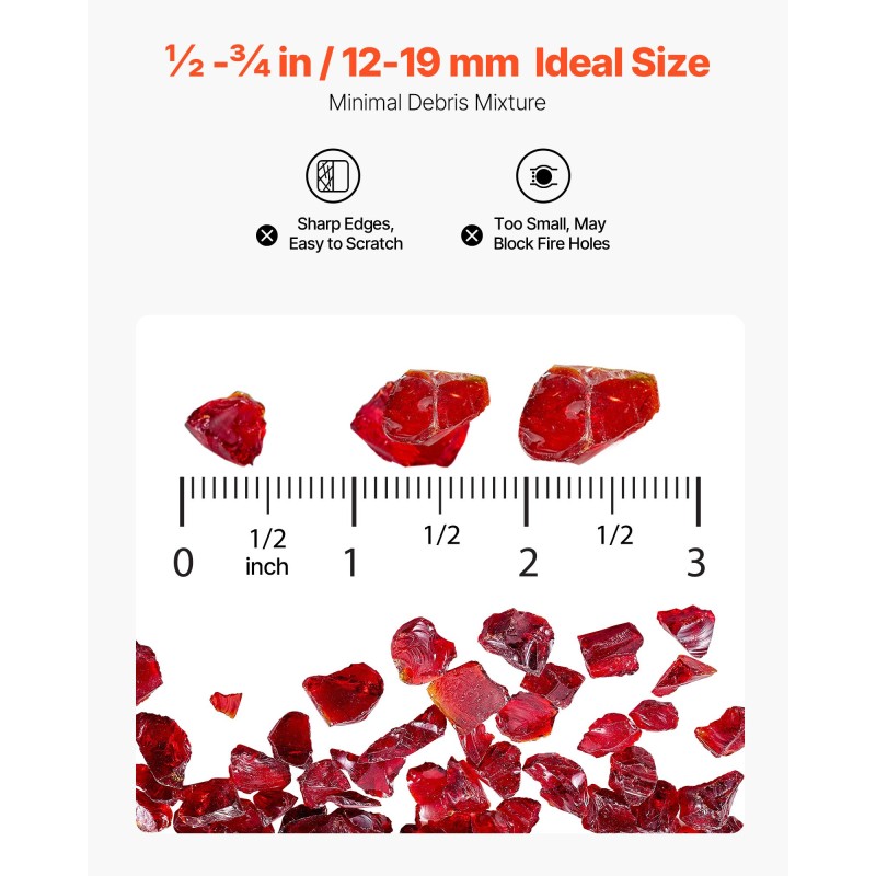 Tulilasi palonkestävä kvartsilasi 19 mm palat 4,5 kg punainen tulipesiin