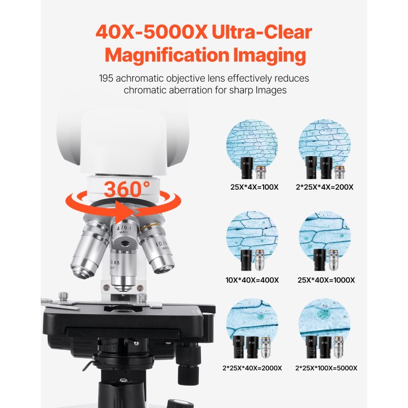 Binokkelimikroskooppi alumiiniseosrunko säädettävä LED valaistus 40–5000x suurennus kaksitasoinen näytelava puhelinpidike