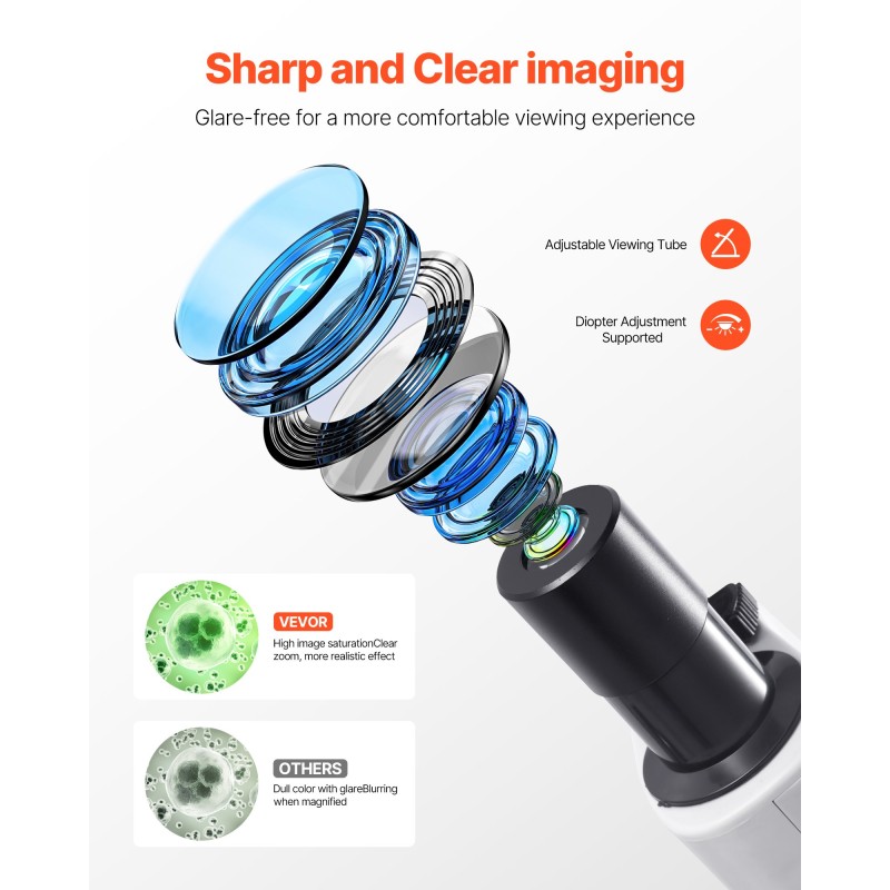 Binokulaarinen yhdistelmämikroskooppi alumiinirunko 40–2000-kertainen suurennus LED-valaistus opetukseen