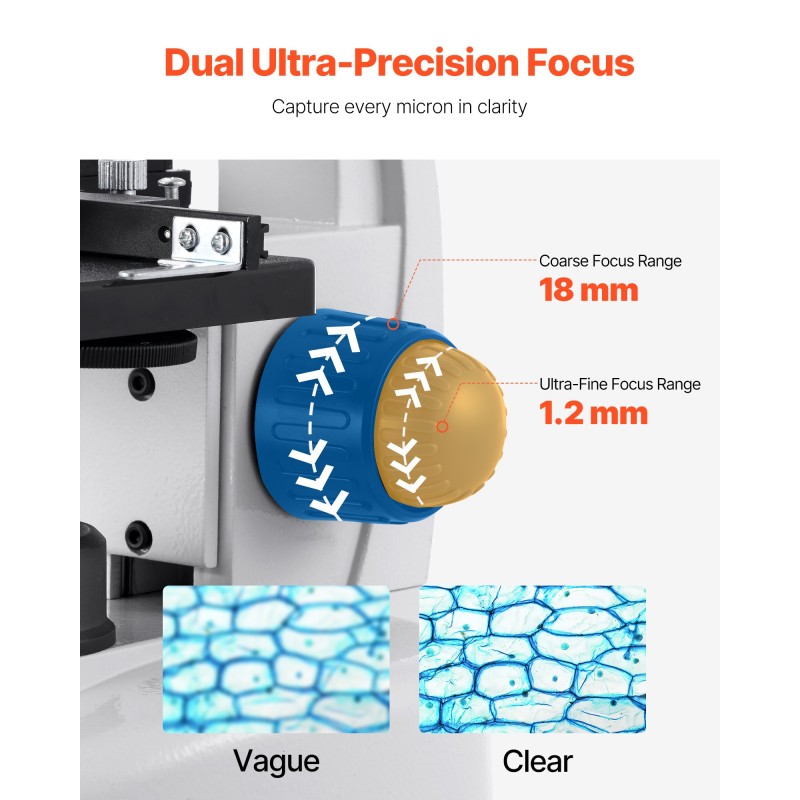 Kolmiputkinen mikroskooppi alumiiniseosrunko 40–5000-kertainen LED-valaistus 1,5 megapikselin elektroninen okulaari