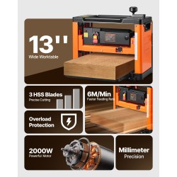 Paksuus- ja tasohöylä puun työstöön 2000 wattia 330 millimetriä kolmiteräinen