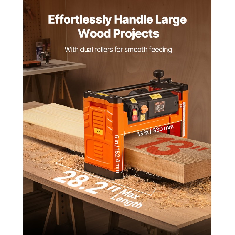 Penkkimallinen paksuushöylä 330 mm työleveys 2000 W kolmiteräinen kaksoissyöttötelat