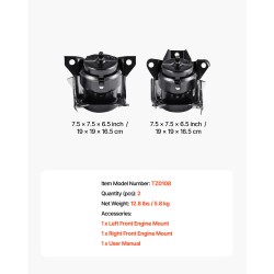 Moottorin kiinnikesarja rauta-alumiini kumityyny 2 kpl Chevrolet Silverado 1500 5.3L 2014–2018