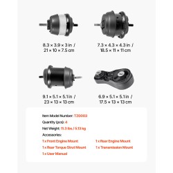 Moottori- ja vaihteiston kiinnikesarja metallinen kumiosilla 4-osainen Chevrolet Traverse 3,6 l 2009–2017