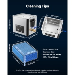 Ultraäänipesuri 10L ruostumaton teräs 40kHz digitaalinen ajastin säädettävä lämpötila puhdistuskori