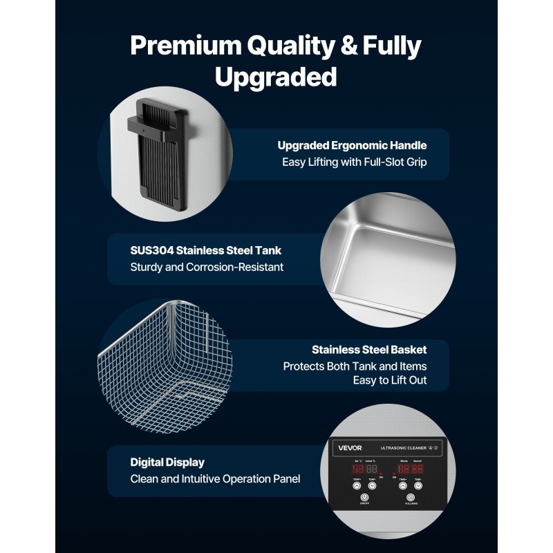 Ultraäänipesuri 30 litraa ruostumaton teräs 480 wattia ultraääni 600 wattia lämmitys