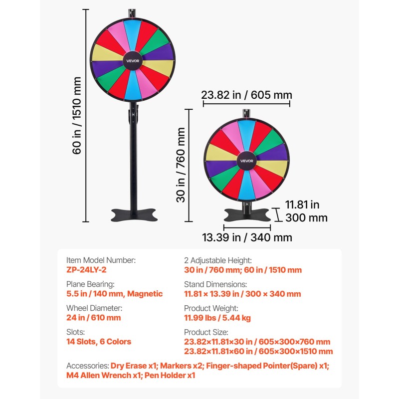 Onnenpyörä 610 mm 14 osiota kuivapyyhittävä pinta säädettävä korkeus