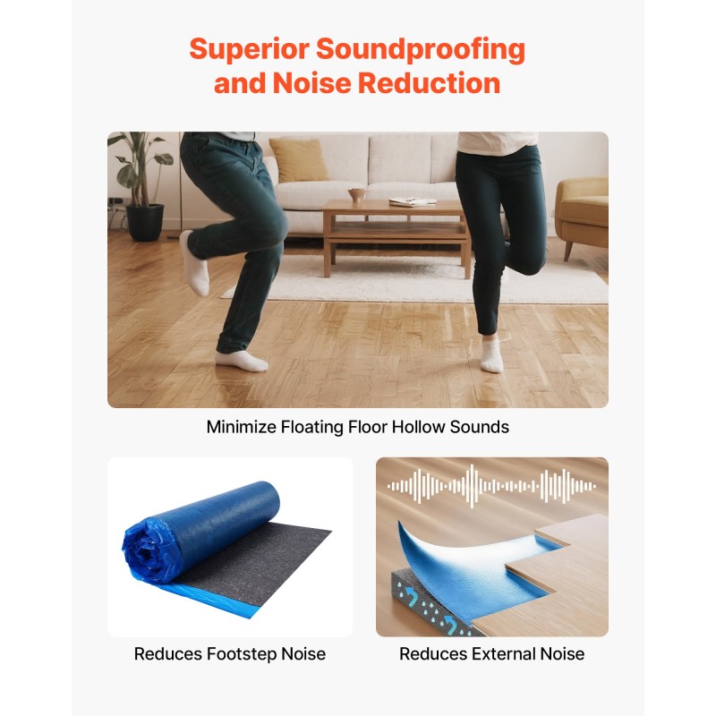 Lattian alusmateriaali 3 mm kierrätetty kuitu PE-kalvolla 18,6 m² rulla