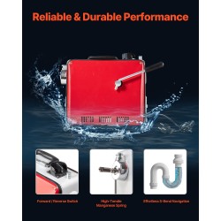 Sähköinen viemärinavauskone 390W 24,5 m mangaaniteräsjousella 6 vaihdettavaa leikkuria 50–110 mm putkille