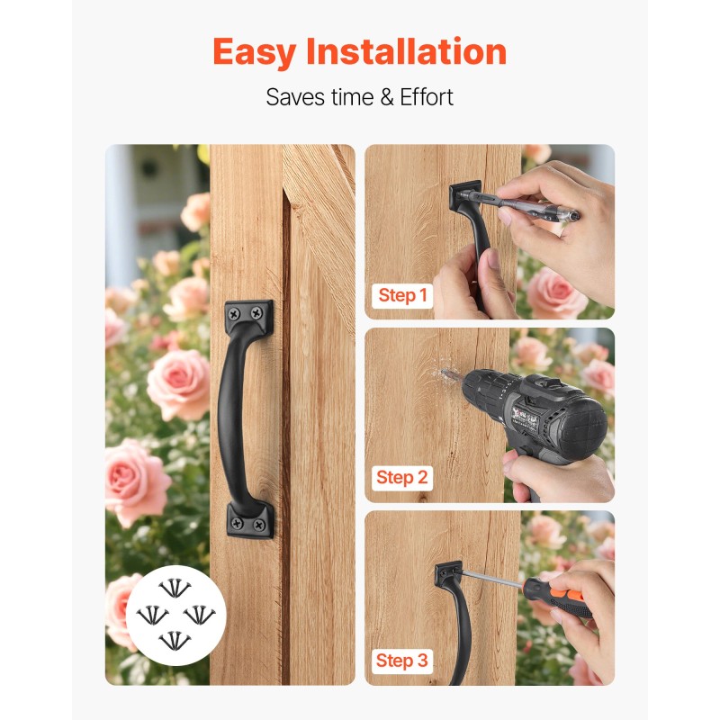 Ovi- ja porttikahva hiiliteräs 152 mm 4 kappaletta sisä- ja ulkokäyttöön