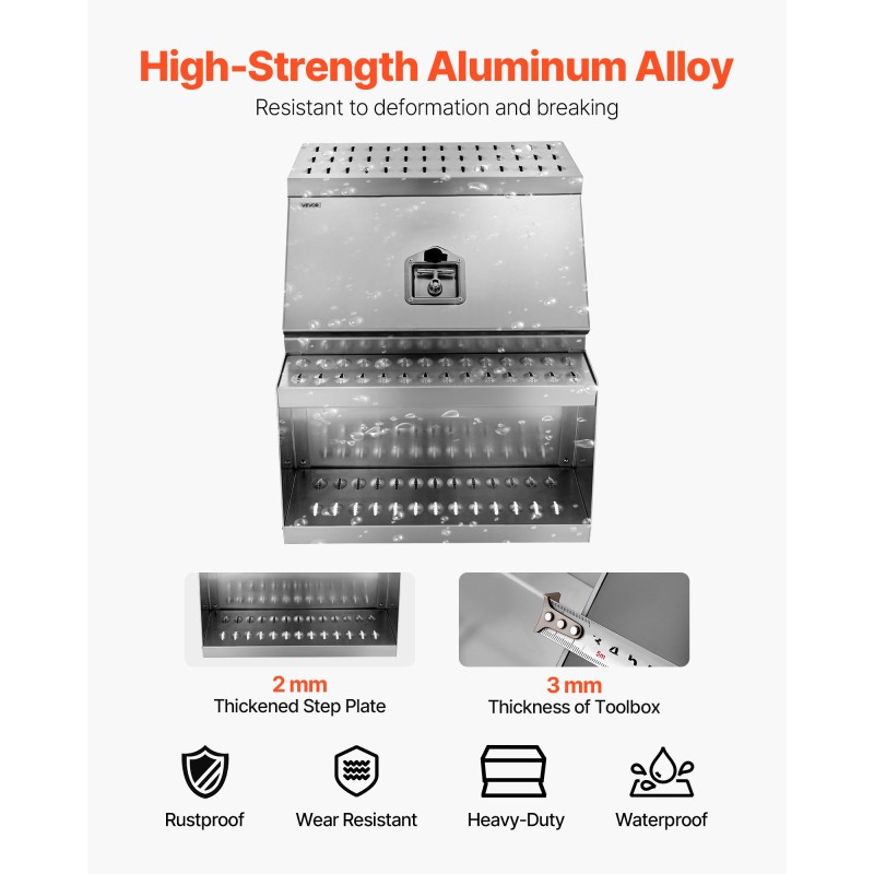 Alumiininen askeltyökalulaatikko mitat 610x695x645 mm 200 kg T-kahvalukolla