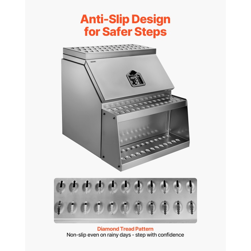 Alumiininen askeltyökalulaatikko mitat 610x695x645 mm 200 kg T-kahvalukolla