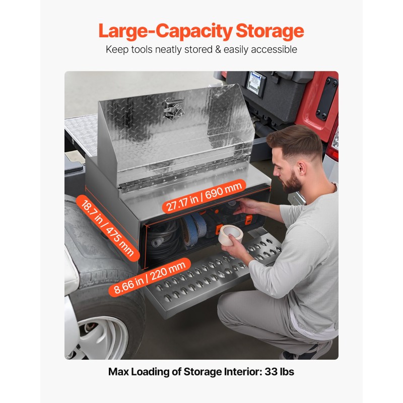 Askelmallinen työkalulaatikko alumiiniseos 760 x 750 x 400 mm 200 kg