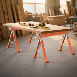 Taitettava teräksinen sahapukki 2 kpl korkeussäätö 640–820 mm kantavuus 816,5 kg