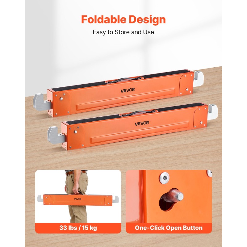 Taitettava teräksinen sahapukki pari 600,1 kg kantavuus 730 mm korkeus