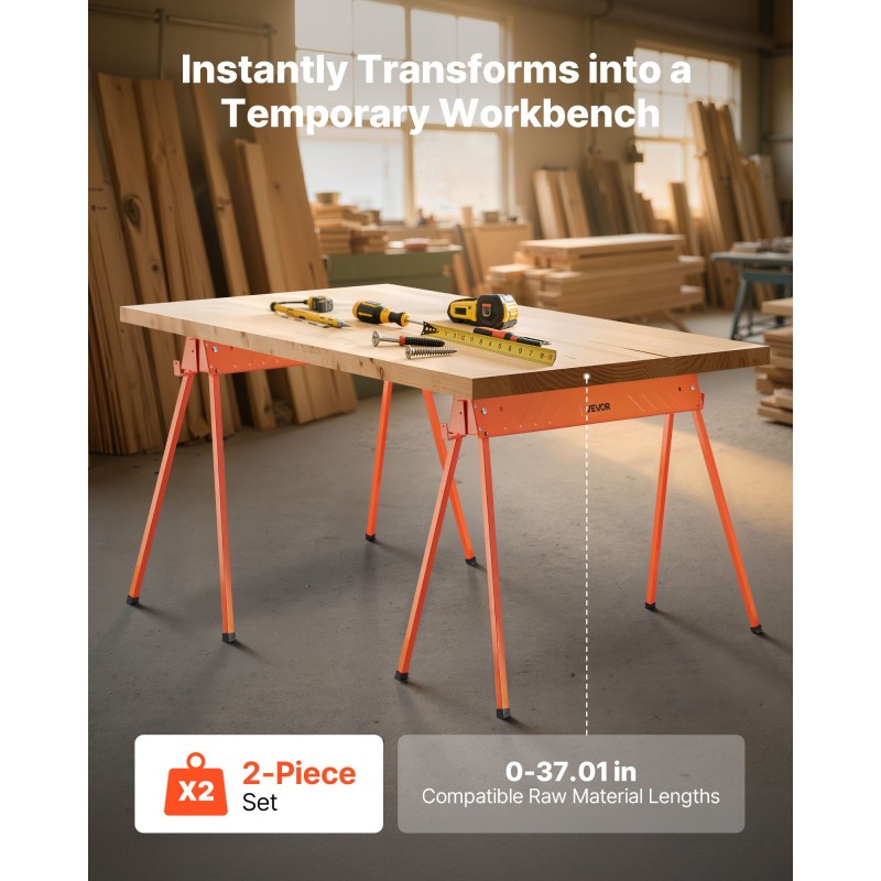 Sahapukki teräksinen taittuva 740 mm korkeus 2 kpl 299 kg kantavuus